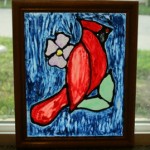 Red Cardinal Stain Glass Faux